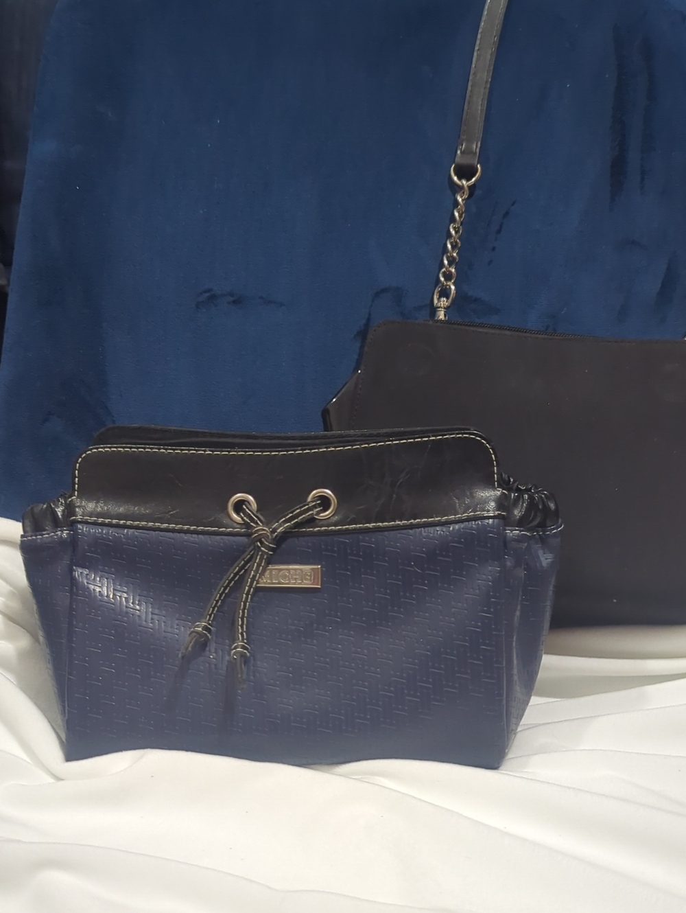 Women’s Navy and Black Drawstring Crossbody Bag